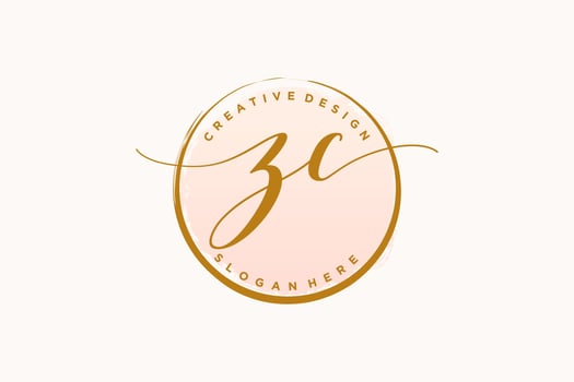 Initial ZC handwriting logo with circle template vector signature, wedding, fashion, floral and botanical with creative template.