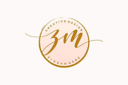 Initial ZM handwriting logo with circle template vector signature, wedding, fashion, floral and botanical with creative template.