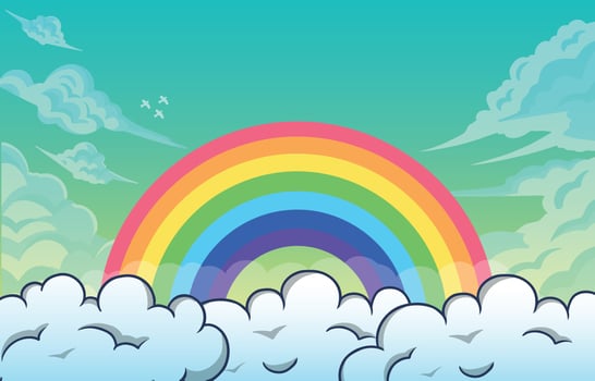 Cute Rainbow And Cloud vector