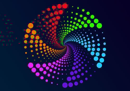 abstract circle Use dots to form circles of various sizes, spiraling repeatedly, colorfull vector