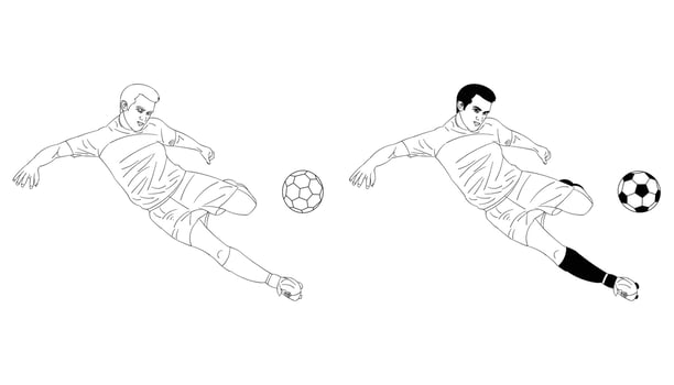Vector Football Player. Black and white line art illustration.