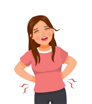beautiful young woman suffering from lower back pain vector