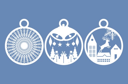 laser cut snowflakes christmas ball vector set