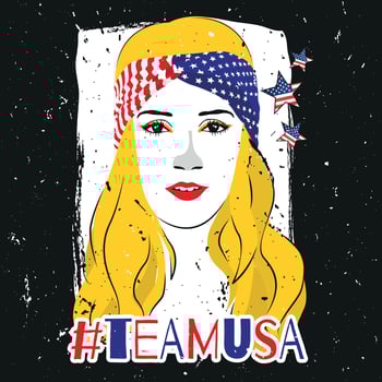 Happy Fourth of July. Independence Day in the USA is illustrated with a young woman wearing a head bandana with American flag vector
