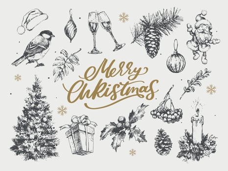 2023 new year russia letter set, great design for any purposes. Hand drawn background. Isolated vector. Hand drawn style. Traditional design. Holiday greeting card. vector
