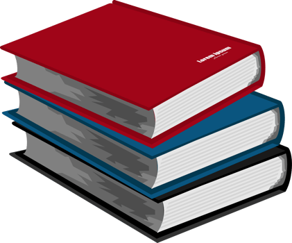 A group of books with colored covers arranged vertically on top of each other png