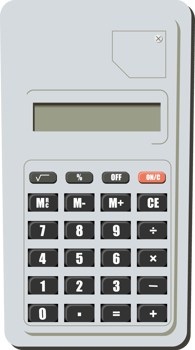A modern calculator with a light gray color that is used to perform arithmetic operations in education or work png