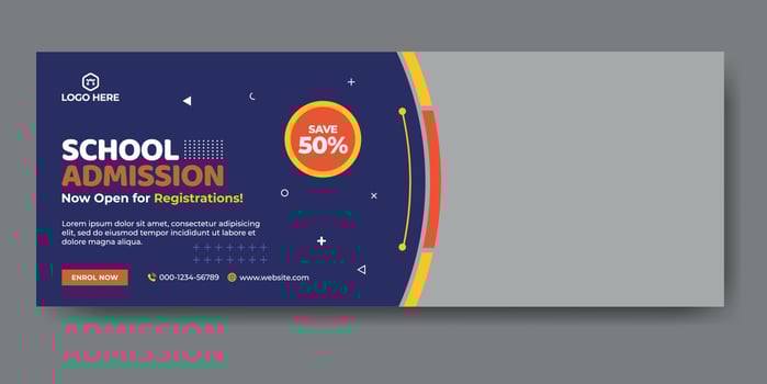 School admission web cover and banner template vector