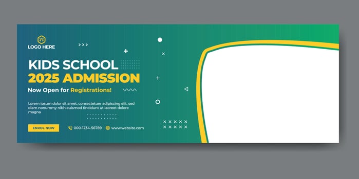 School admission web cover and banner template vector