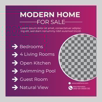 Real estate home for sale social media post vector