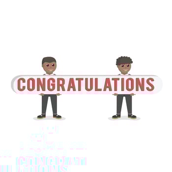 business african congratulations character on white background vector