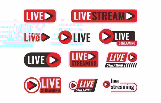 Live Online Streaming Icon Badge Collection vector