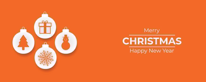Christmas background design of pine tree and snowflake with beautiful christmas balls banner with text space vector illustration