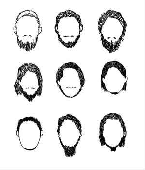 set of bearded men vector