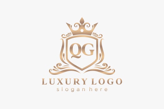Initial QG Letter Royal Luxury Logo template in vector art for Restaurant, Royalty, Boutique, Cafe, Hotel, Heraldic, Jewelry, Fashion and other vector illustration.