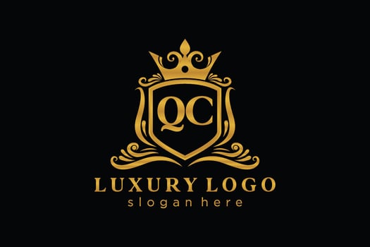 Initial QC Letter Royal Luxury Logo template in vector art for Restaurant, Royalty, Boutique, Cafe, Hotel, Heraldic, Jewelry, Fashion and other vector illustration.