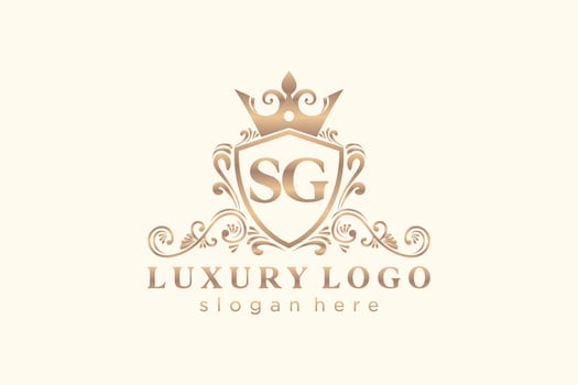 Initial SG Letter Royal Luxury Logo template in vector art for Restaurant, Royalty, Boutique, Cafe, Hotel, Heraldic, Jewelry, Fashion and other vector illustration.