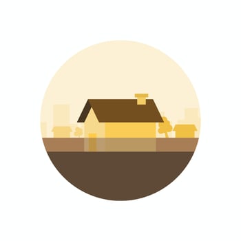 Flood Icon Submerged House with Muddy Water Natural Disaster Climate Change Vector Illustration