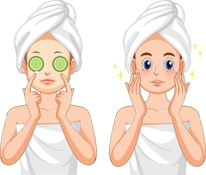 Spa woman applying facial mask vector