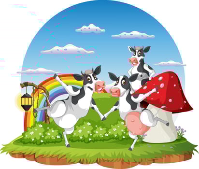 Cute animal cartoon character in ourdoor scene isolated island vector