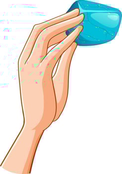 Hand holding turquoise isolated vector