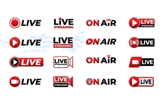 Live Streaming Badge Icon Set vector
