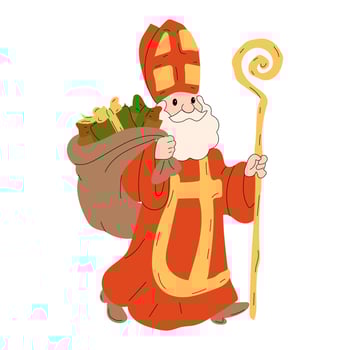 Saint Nicholas christmas character vector set. Saint Nicholas christmas characters with standing pose and happy expression holding gifts and letter element for xmas design collection. Vector