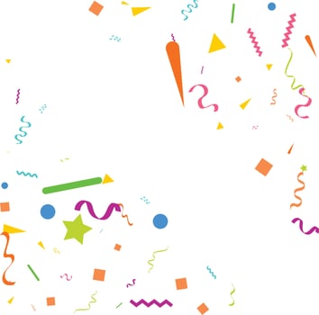 Colorful Confetti. Vector Festive Illustration of Falling Shiny Confetti Isolated on Transparent White Background. Holiday Decorative Tinsel Element for Design
