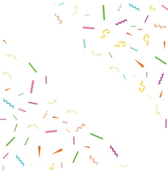 Colorful Confetti. Vector Festive Illustration of Falling Shiny Confetti Isolated on Transparent White Background. Holiday Decorative Tinsel Element for Design