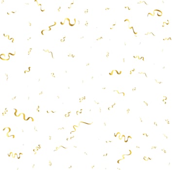 Golden Confetti And Streamer Ribbon Falling On Transparent Background. Vector