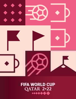 Geometric Poster Football Doha Qatar 2022 Creative. Soccer Web Flyer Template Background vector