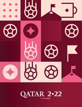 Geometric Poster Football Doha Qatar 2022 Creative. Soccer Web Flyer Template Background vector