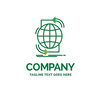 Connectivity. global. internet. network. web Flat Business Logo template. Creative Green Brand Name Design. vector