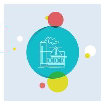 pollution. Factory. Air. Alert. industry White Line Icon colorful Circle Background vector