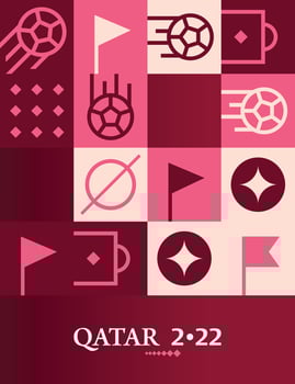 Geometric Poster Football Doha Qatar 2022 Creative. Soccer Web Flyer Template Background vector