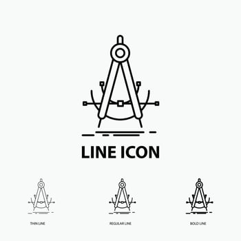 Precision. accure. geometry. compass. measurement Icon in Thin. Regular and Bold Line Style. Vector illustration