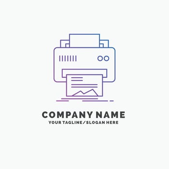 Digital. printer. printing. hardware. paper Purple Business Logo Template. Place for Tagline vector