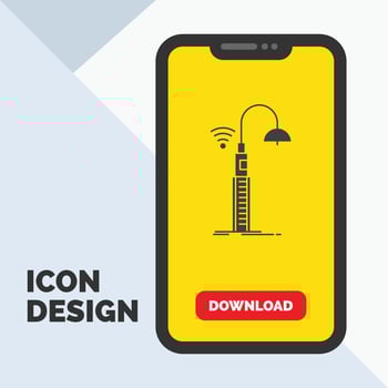 lights. street. wifi. smart. technology Glyph Icon in Mobile for Download Page. Yellow Background vector