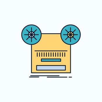 Record. recording. retro. tape. music Flat Icon. green and Yellow sign and symbols for website and Mobile appliation. vector illustration