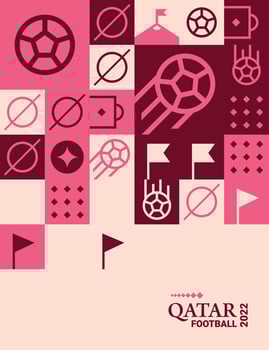 Geometric Poster Football Doha Qatar 2022 Creative. Soccer Web Flyer Template Background vector