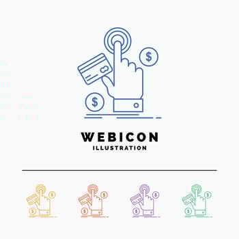 ppc. Click. pay. payment. web 5 Color Line Web Icon Template isolated on white. Vector illustration