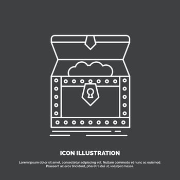 Box. chest. gold. reward. treasure Icon. Line vector symbol for UI and UX. website or mobile application