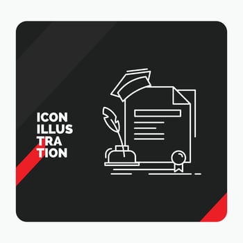 Red and Black Creative presentation Background for certificate. degree. education. award. agreement Line Icon vector
