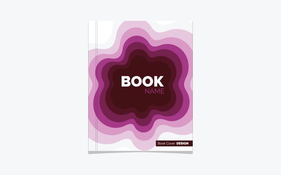 Book Cover or flyer template with 3d abstract paper cut blue green pink yellow background. Vector template in carving art style