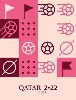 Geometric Poster Football Doha Qatar 2022 Creative. Soccer Web Flyer Template Background vector