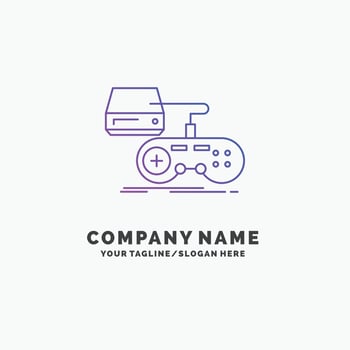 Console. game. gaming. playstation. play Purple Business Logo Template. Place for Tagline vector