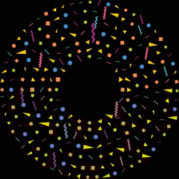 confetti concept design template holiday Happy Day. Black Background Celebration Vector illustration.