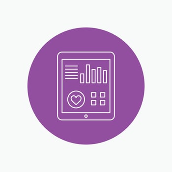 monitoring. health. heart. pulse. Patient Report White Line Icon in Circle background. vector icon illustration