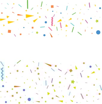 Colorful Confetti. Vector Festive Illustration of Falling Shiny Confetti Isolated on Transparent White Background. Holiday Decorative Tinsel Element for Design