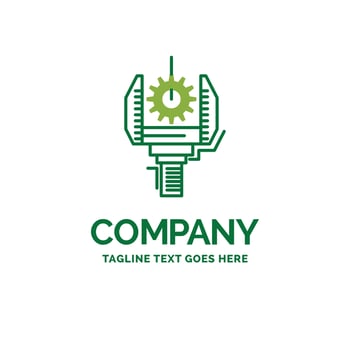 Automation. industry. machine. production. robotics Flat Business Logo template. Creative Green Brand Name Design. vector